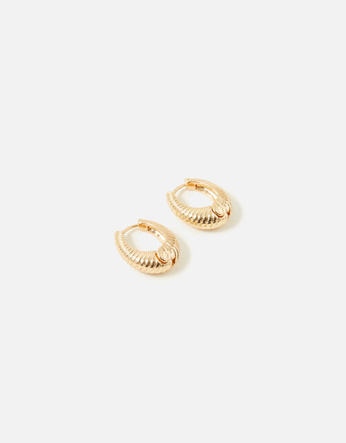 Blue Harvest Ribbed Chunky Oval Huggie Hoops