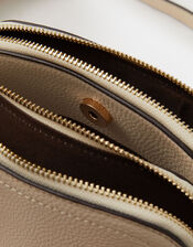 Double Zip Crossbody Bag, Cream (CREAM), large