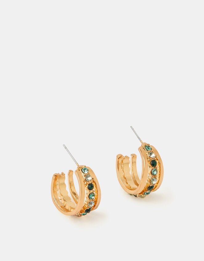 Gemstone Triple Hoop Earrings, , large