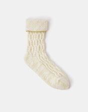 Chenille Cable Knit Bed Socks, , large