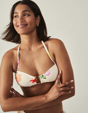 Floral U-Bend Bikini Top, Ivory (IVORY), large