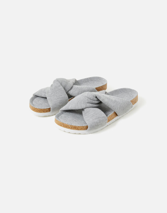 Twist Waffle Footbed Slippers, Grey (GREY), large