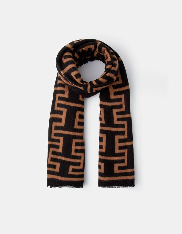 Geometric Print Blanket Scarf, , large