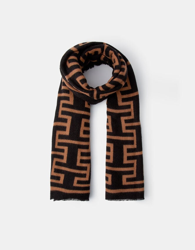 Geometric Print Blanket Scarf, , large