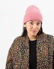 Ribbed Knit Beanie Hat, , large