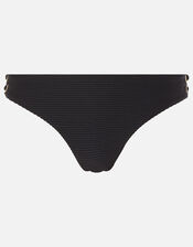 Eyelet Detail Ribbed Bikini Briefs, Black (BLACK), large