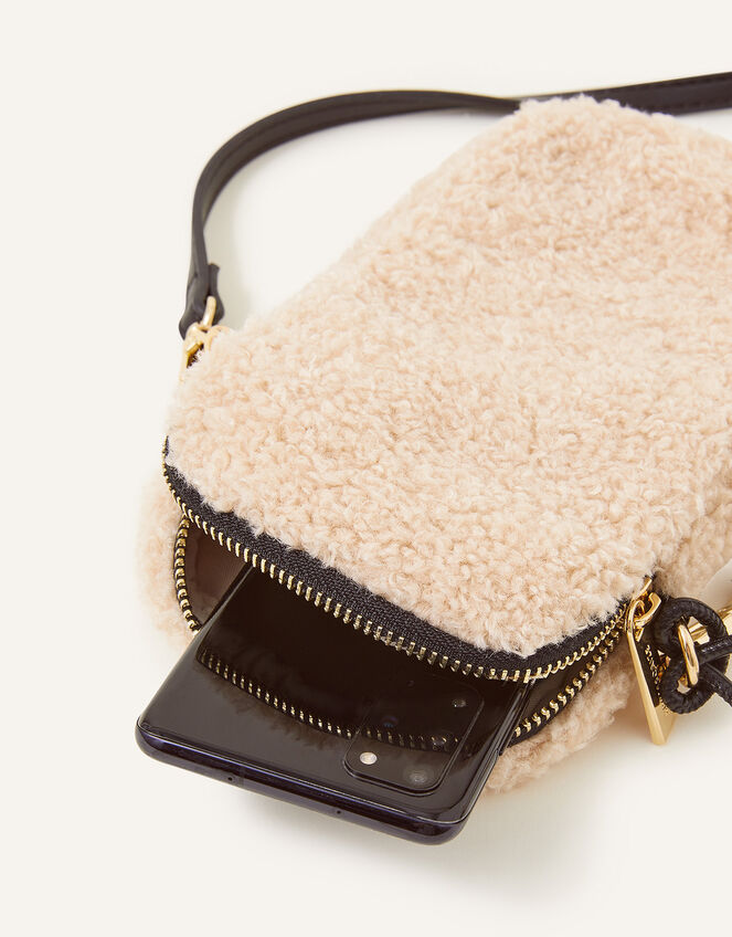 Faux Shearling Phone Bag, , large
