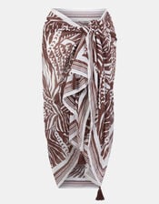 Palm Print Tassel Sarong, , large