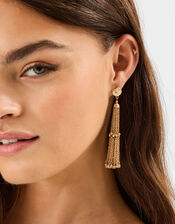Long Chain Tassel Drop Earrings, , large