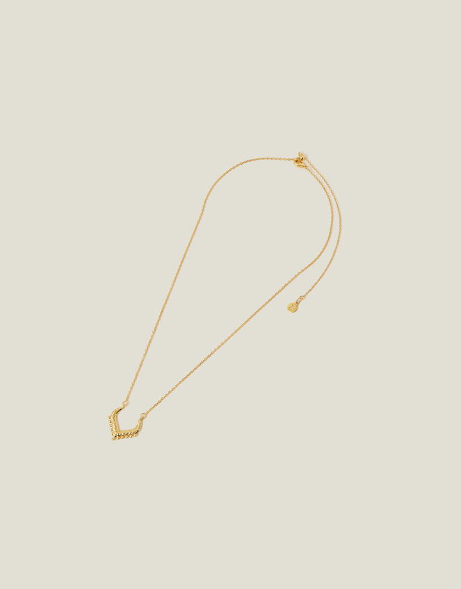 14ct Gold-Plated Sparkle V-Pendant Necklace, , large