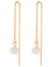 Gold-Plated Pearl Long Drop Earrings, , large