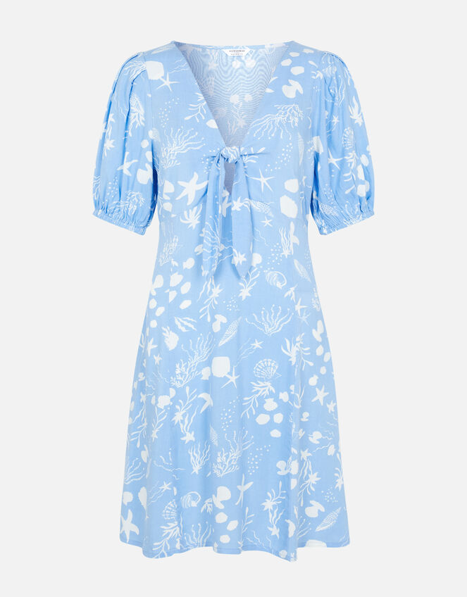 Tie-Front Shoreline Mini Dress, Blue (BLUE), large