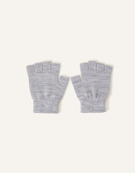Plain Fingerless Gloves, Grey (GREY), large