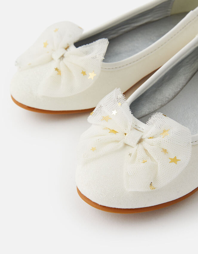 Star Bow Mini Heel Shoes, Ivory (IVORY), large