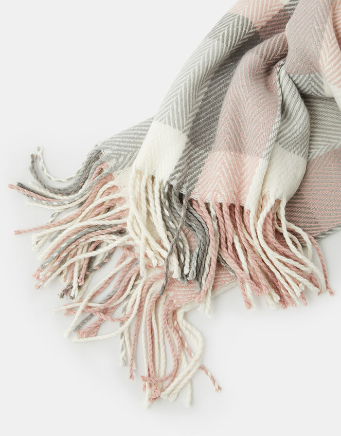 Poppy Pastel Check Blanket Scarf, , large