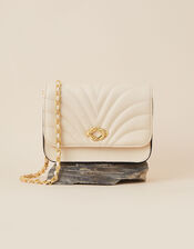 Chain Strap Quilted Cross-Body Bag, Cream (CREAM), large