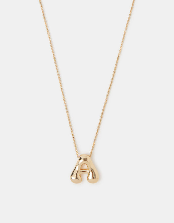 Bubble Initial Pendant Necklace, Gold (GOLD), large