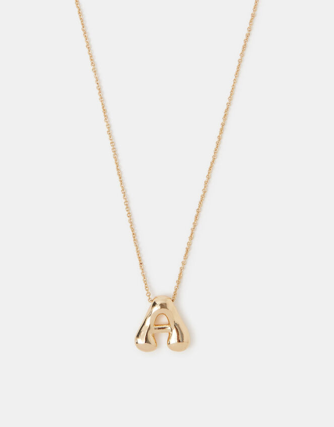 Bubble Initial Pendant Necklace, Gold (GOLD), large