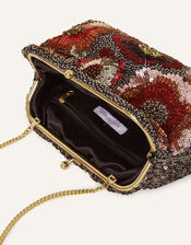 Sequin Beaded Floral Clutch Bag, , large