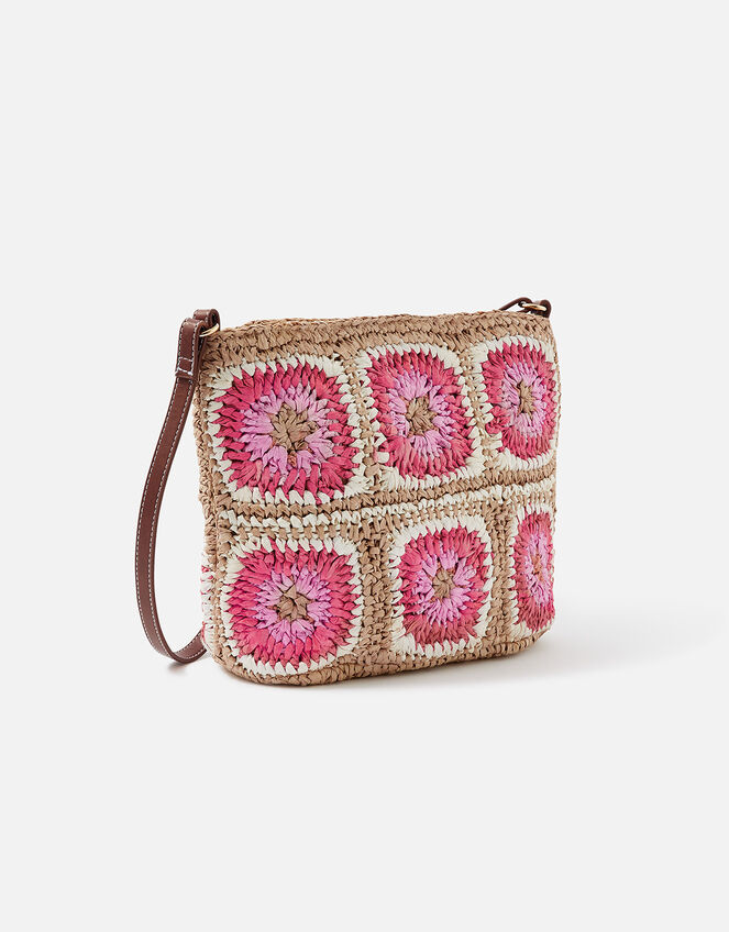 Crochet Raffia Cross-Body Bag, , large