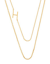 Gold-Plated Double Chain Initial Necklace - H, , large