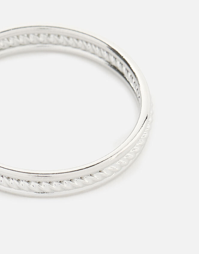 Platinum-Plated Rope Band Ring, Silver (SILVER), large