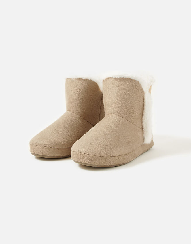 Suedette Slipper Boots, Tan (TAN), large