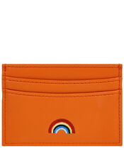 Embroidered Rainbow Cardholder, Orange (CORAL), large