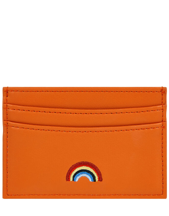 Embroidered Rainbow Cardholder, Orange (CORAL), large