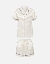 Satin Short Pyjama Set, Ivory (IVORY), large
