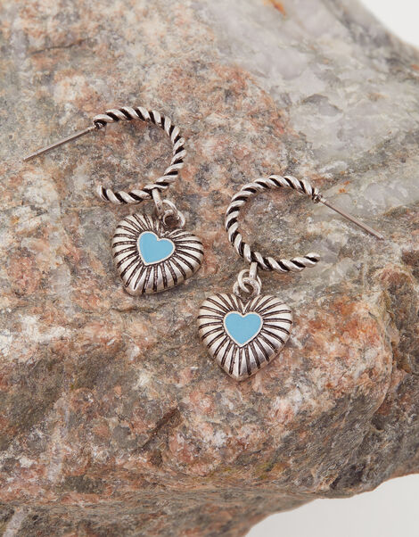 Twisted Hoop Heart Drop Earrings, , large