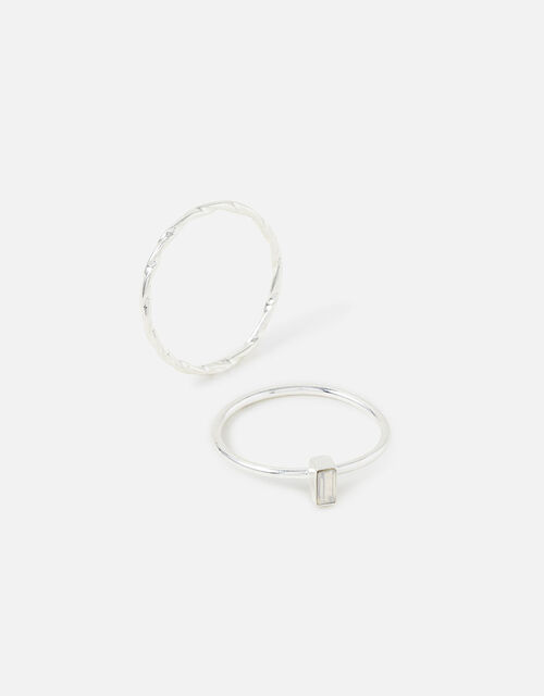 Baguette Twist Stacking Ring Twinset, Silver (SILVER), large
