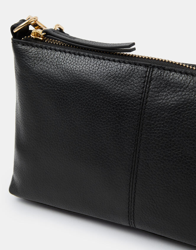 Leather Crossbody Handbag, Black (BLACK), large