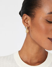 Gold-Plated Coin Huggie Hoops, , large