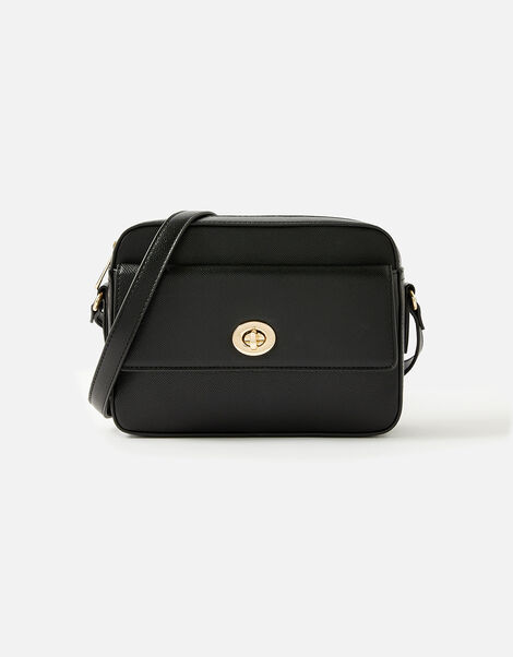 Boxy Twist-Lock Cross-Body Bag, Black (BLACK), large
