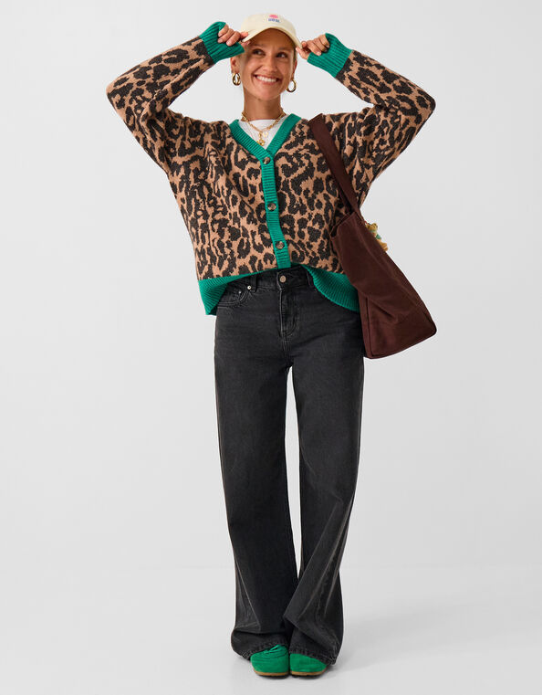 Leopard Print Cardigan, Leopard (LEOPARD), large