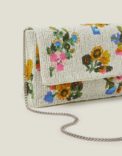 Embellished Floral Clutch Bag, , large