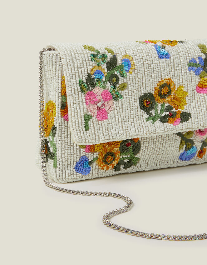 Embellished Floral Clutch Bag, , large