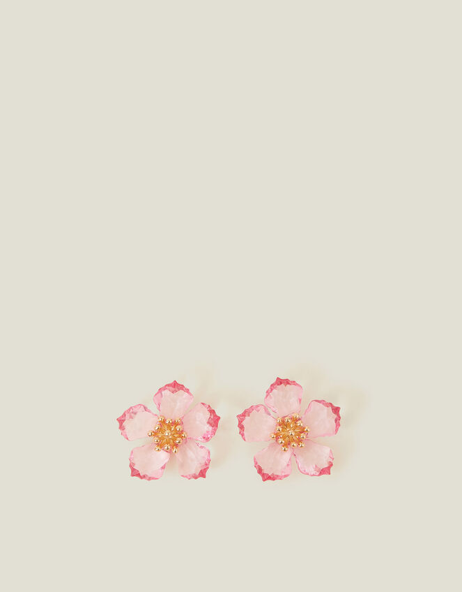 Resin Flower Statement Stud Earrings, , large