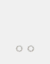 Sterling Silver-Plated Diamanté Circle Stud Earrings, , large