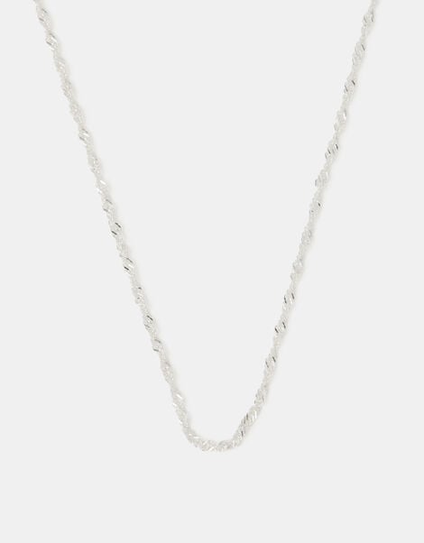 Sterling Silver Twisted Chain Necklace, , large