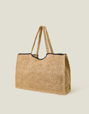 Palm Raffia Shopper Bag, , large