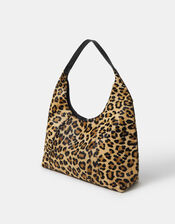 Leopard Print Leather Shoulder Bag, , large