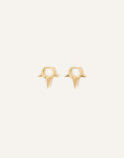 14ct Gold-Plated Spike Hoops, , large