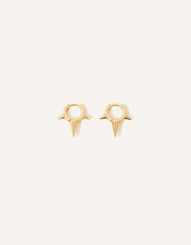 14ct Gold-Plated Spike Hoops, , large