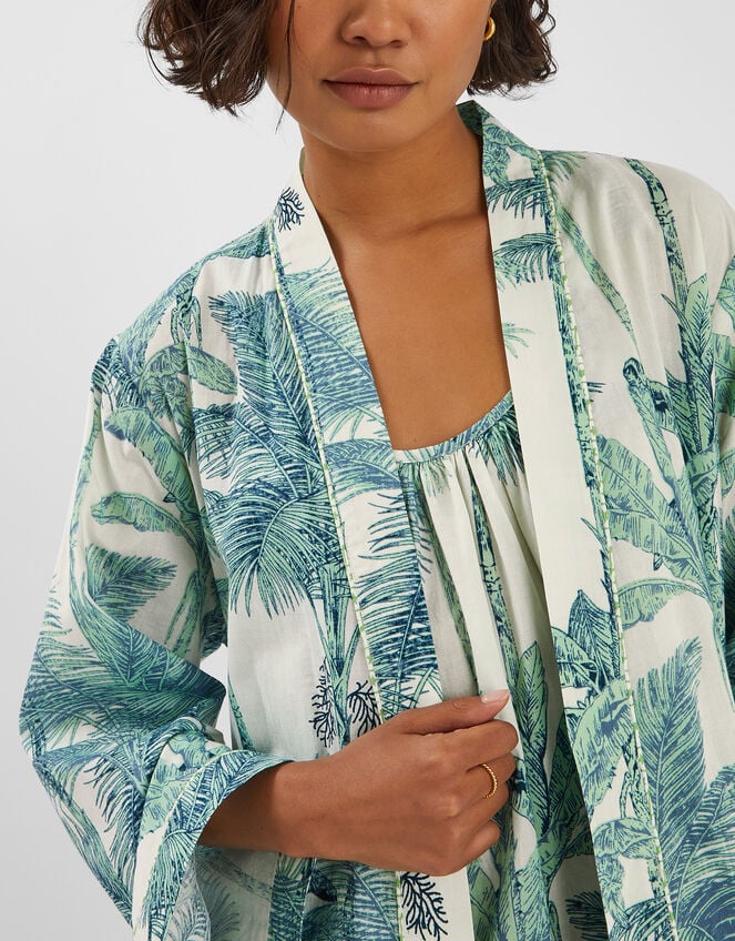 Palm Print Dressing Gown, White (WHITE), large