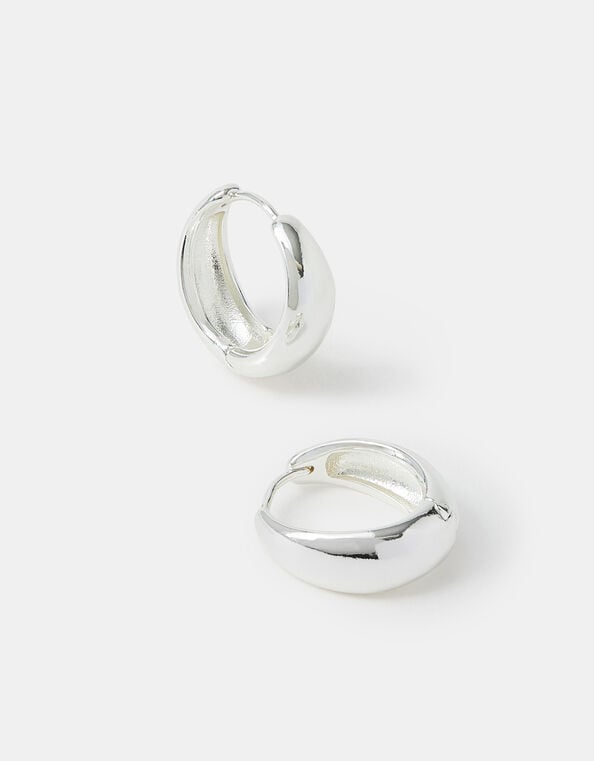 Sterling Silver-Plated Chunky Hoop Earrings, , large
