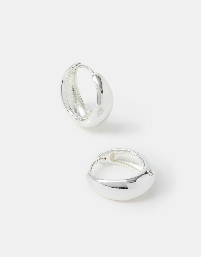 Sterling Silver-Plated Chunky Hoop Earrings, , large