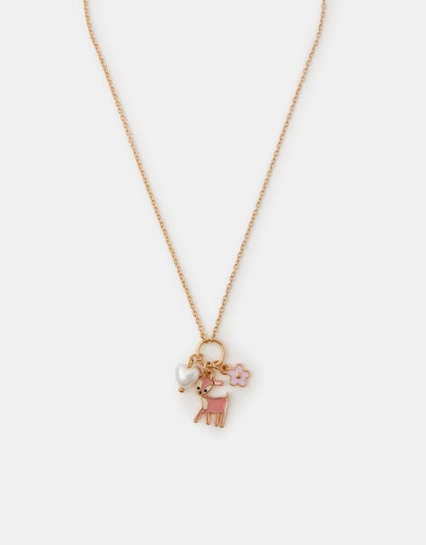 Girls Deer Charm Necklace, , large