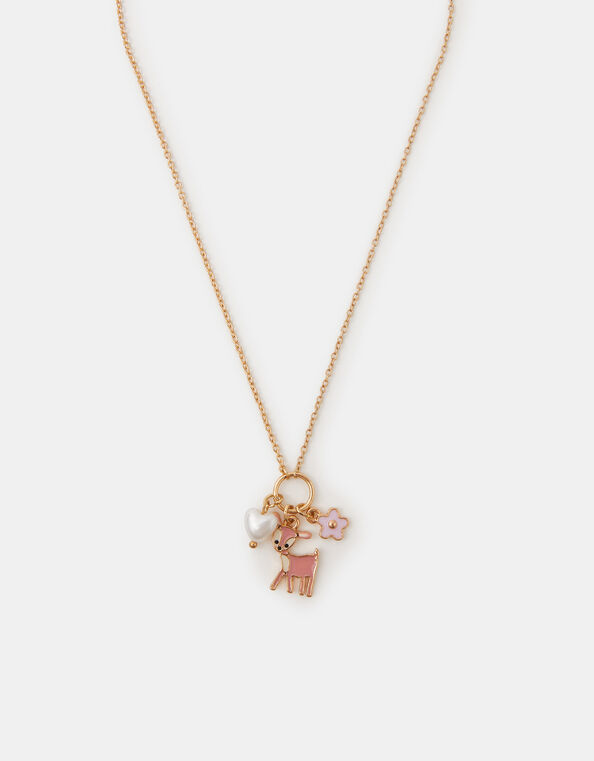 Girls Deer Charm Necklace, , large